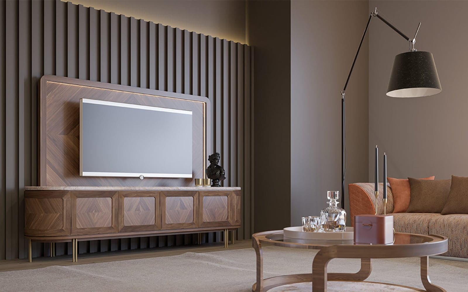 Set Living Emma, Nuc - Marmură Naturală 245x56x173cm