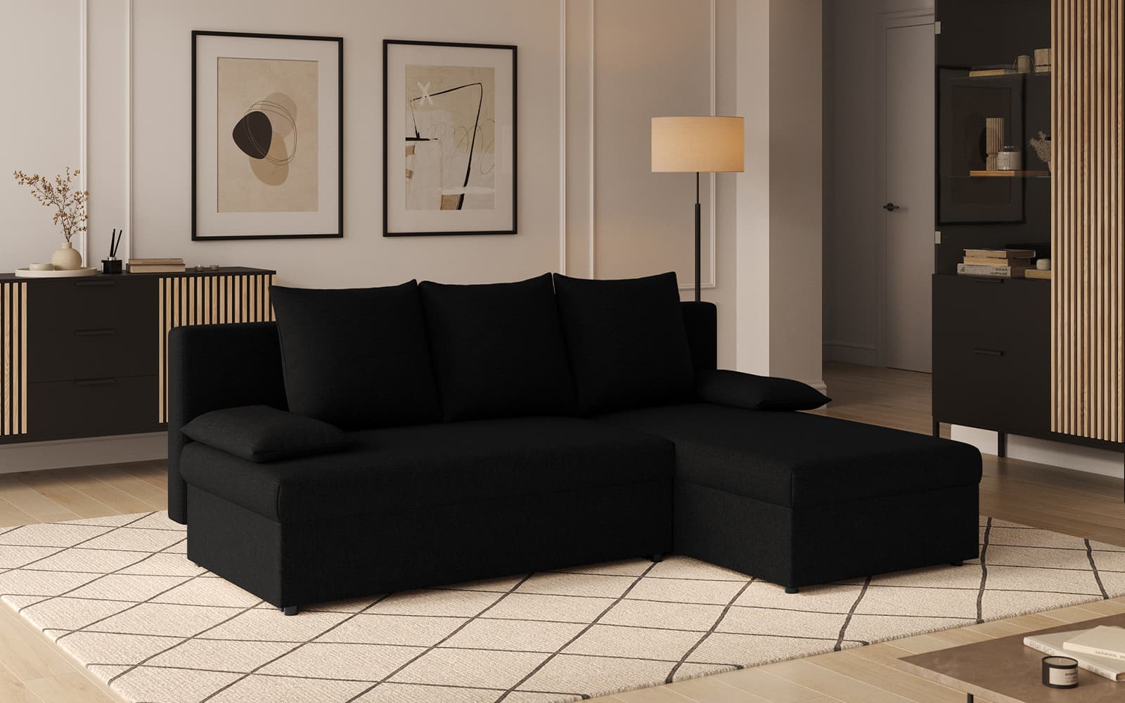 Colțar Extensibil Gavin, 201x143cm, Ladă Depozitare, Personalizabil
