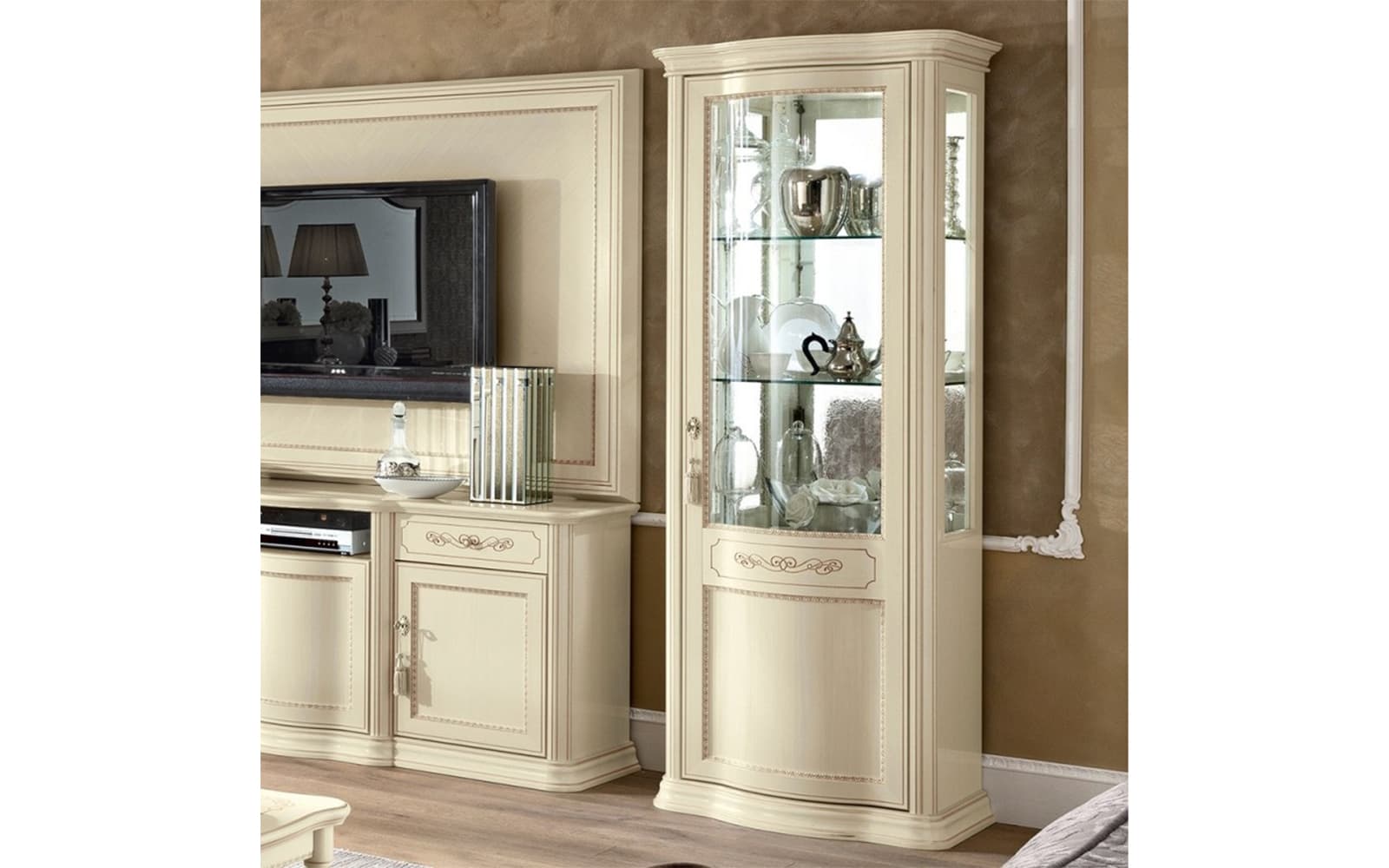 Set Living Caterina, Lemn Masiv, Crem