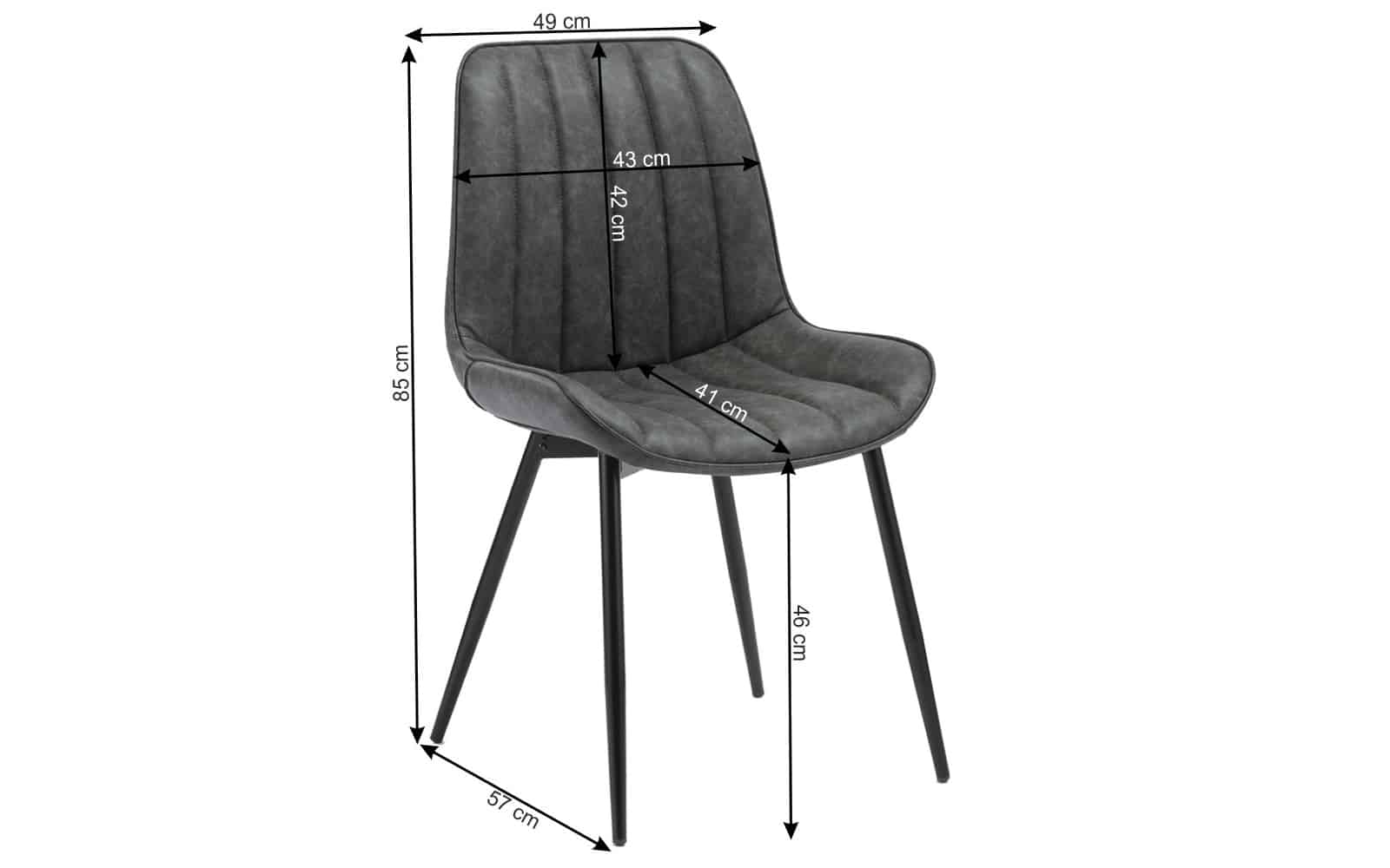 Scaun, Gri Inchis - Negru, 49 x 85 x 57 cm