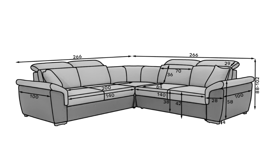 Colțar Extensibil Felis, Depozitare, 266x266cm, Personalizabil din lemn masiv
