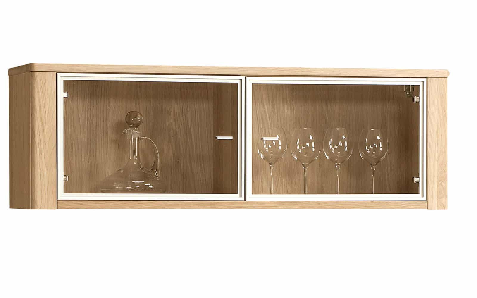 Dulap suspendat Hugo, Lemn Masiv, Stejar Deschis, 123.5x35x40.8 cm