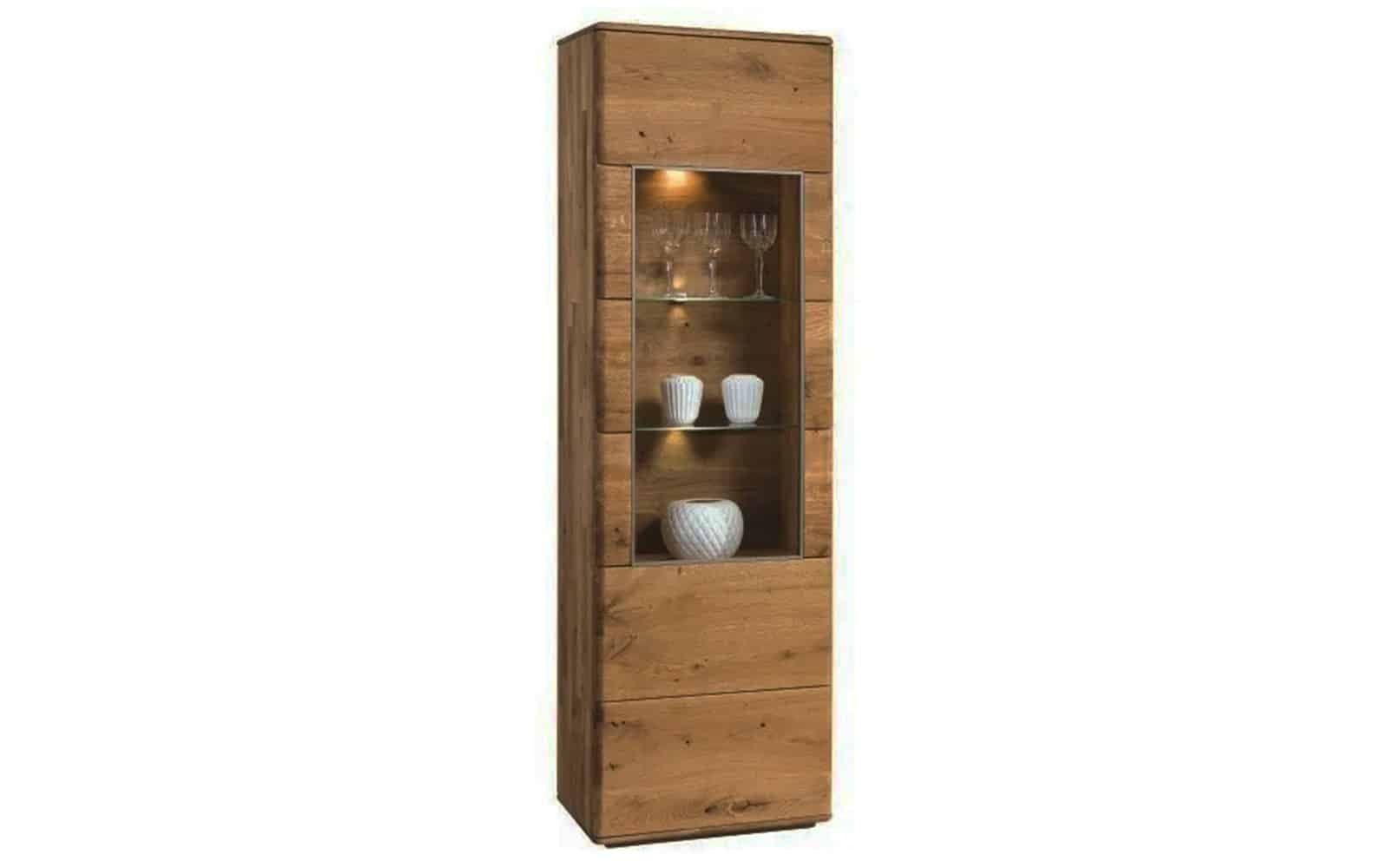 Vitrina dreapta Siena, Lemn Masiv, Stejar Inchis, 201x62.4x39 cm