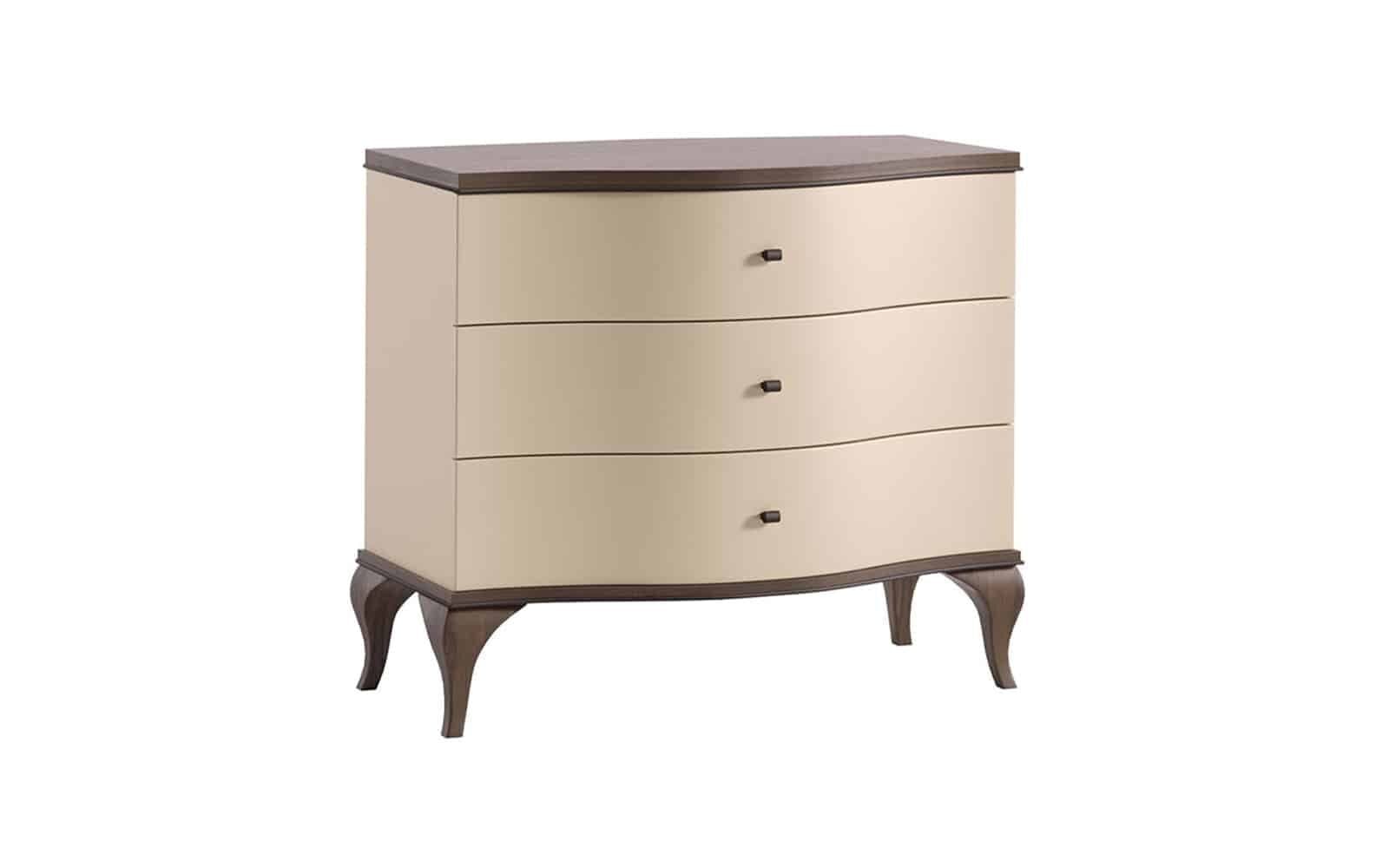 Comoda Leona,  97x51x87 cm, Crem-Nuc din lemn masiv