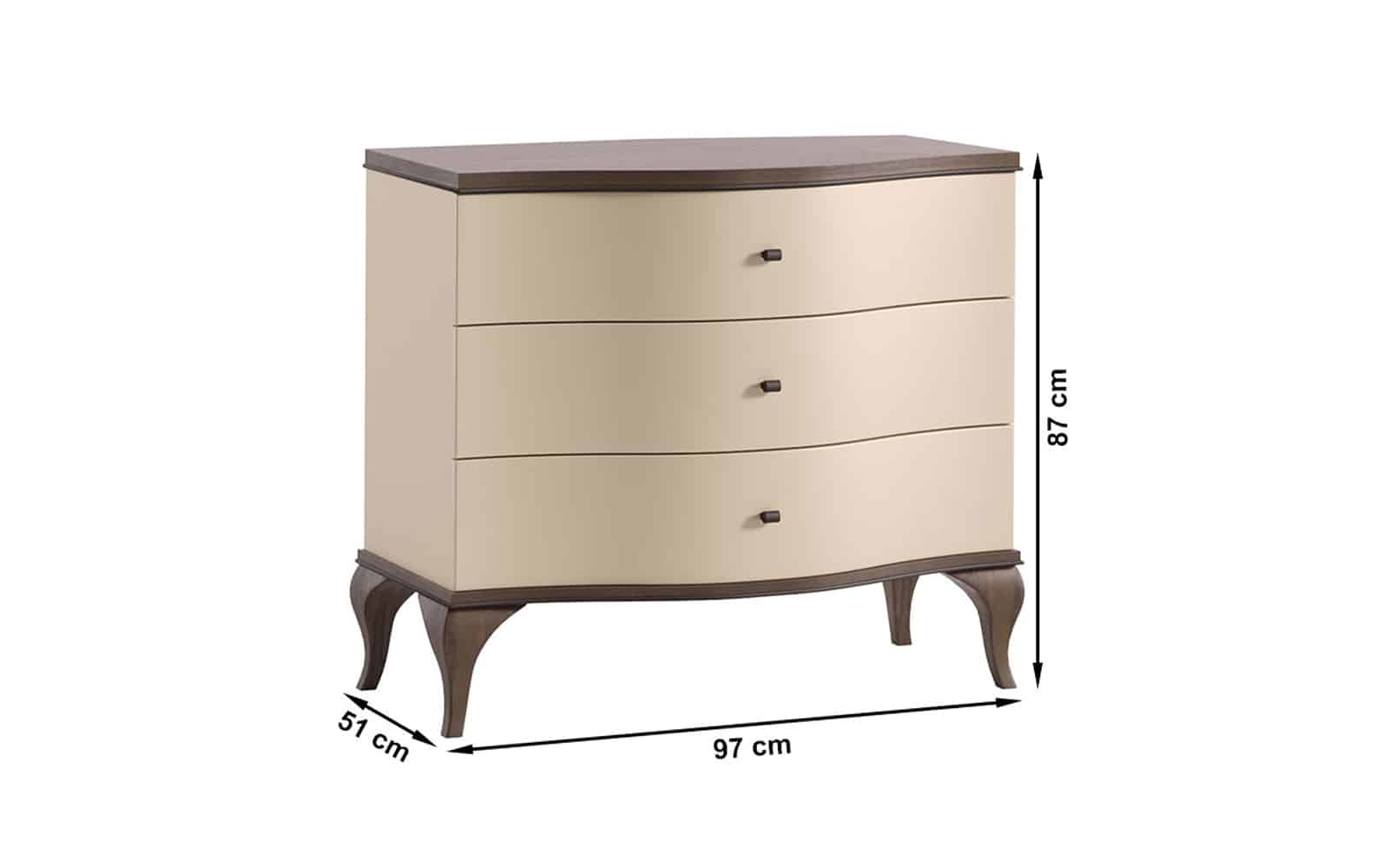 Comoda Leona,  97x51x87 cm, Crem-Nuc