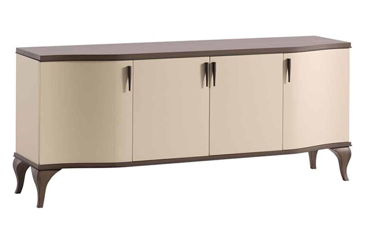Comoda Leona, 187 x 51 x 96 cm, Crem-Nuc din lemn masiv
