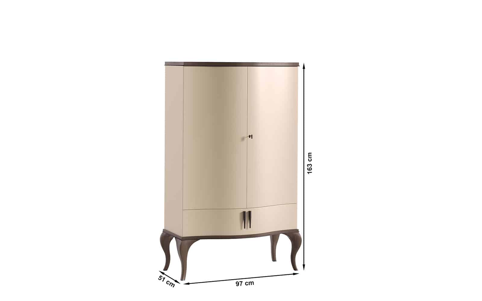 Comoda  inalta Leona, 97x51x163cm, Crem-Nuc