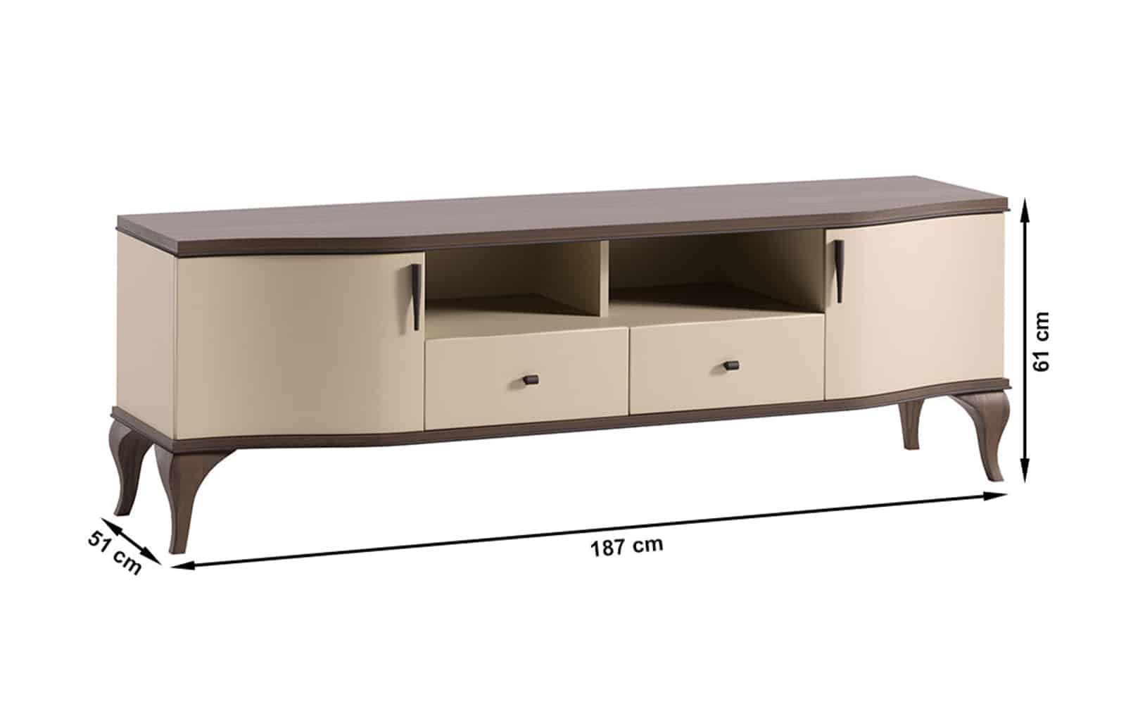 Comoda TV  Leona,  187x51x61cm,Crem-Nuc