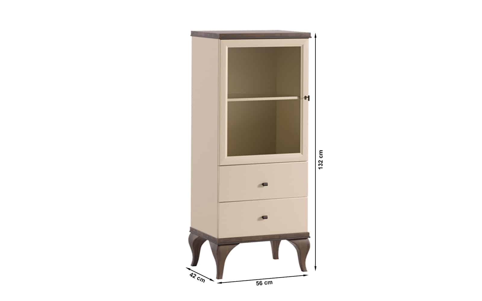 Vitrina  Leona, 56x42x132cm, Crem-Nuc