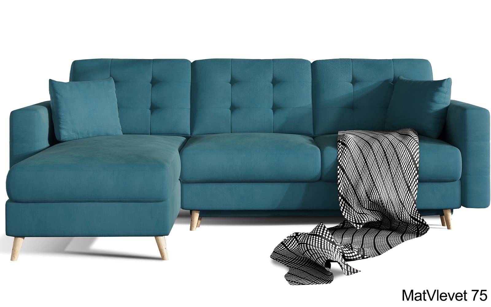 Colțar Extensibil Oslo, 250x162cm, Ladă Depozitare, Personalizabil din lemn masiv