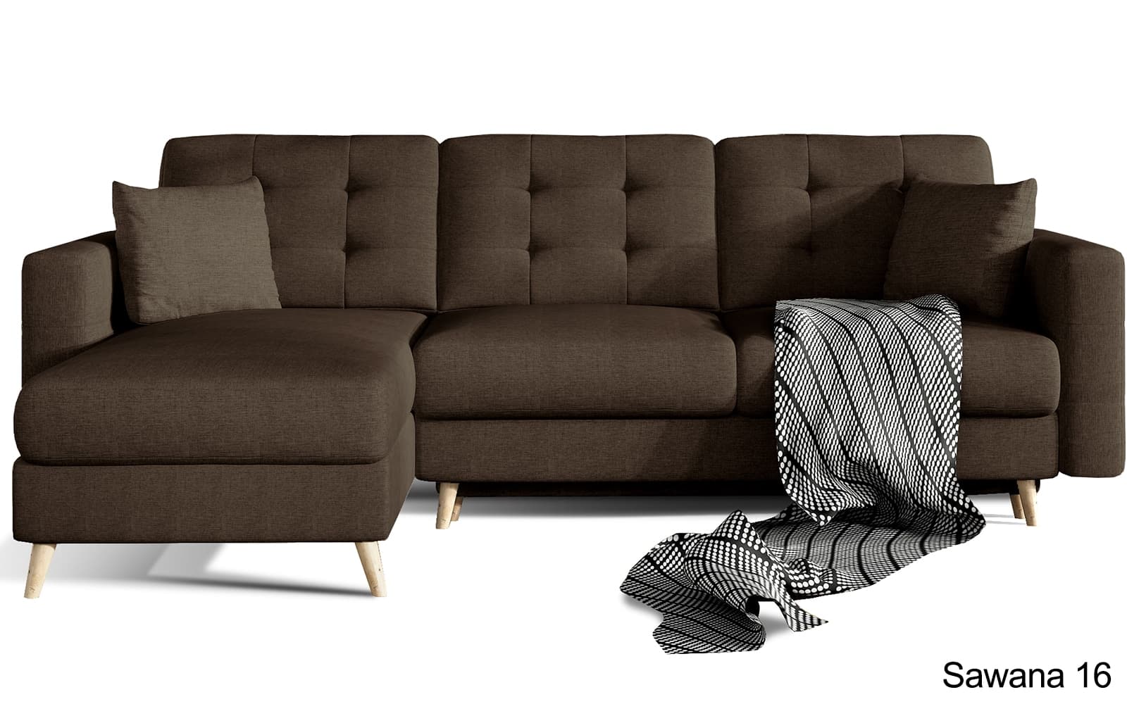 Colțar Extensibil Oslo, 250x162cm, Ladă Depozitare, Personalizabil din lemn masiv