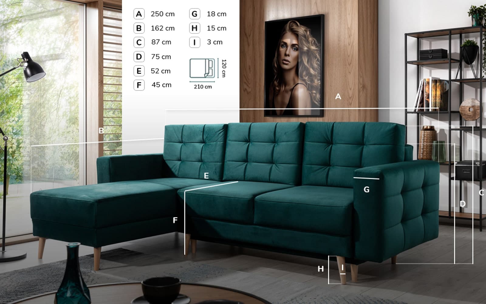 Colțar Extensibil Oslo, 250x162cm, Ladă Depozitare, Personalizabil