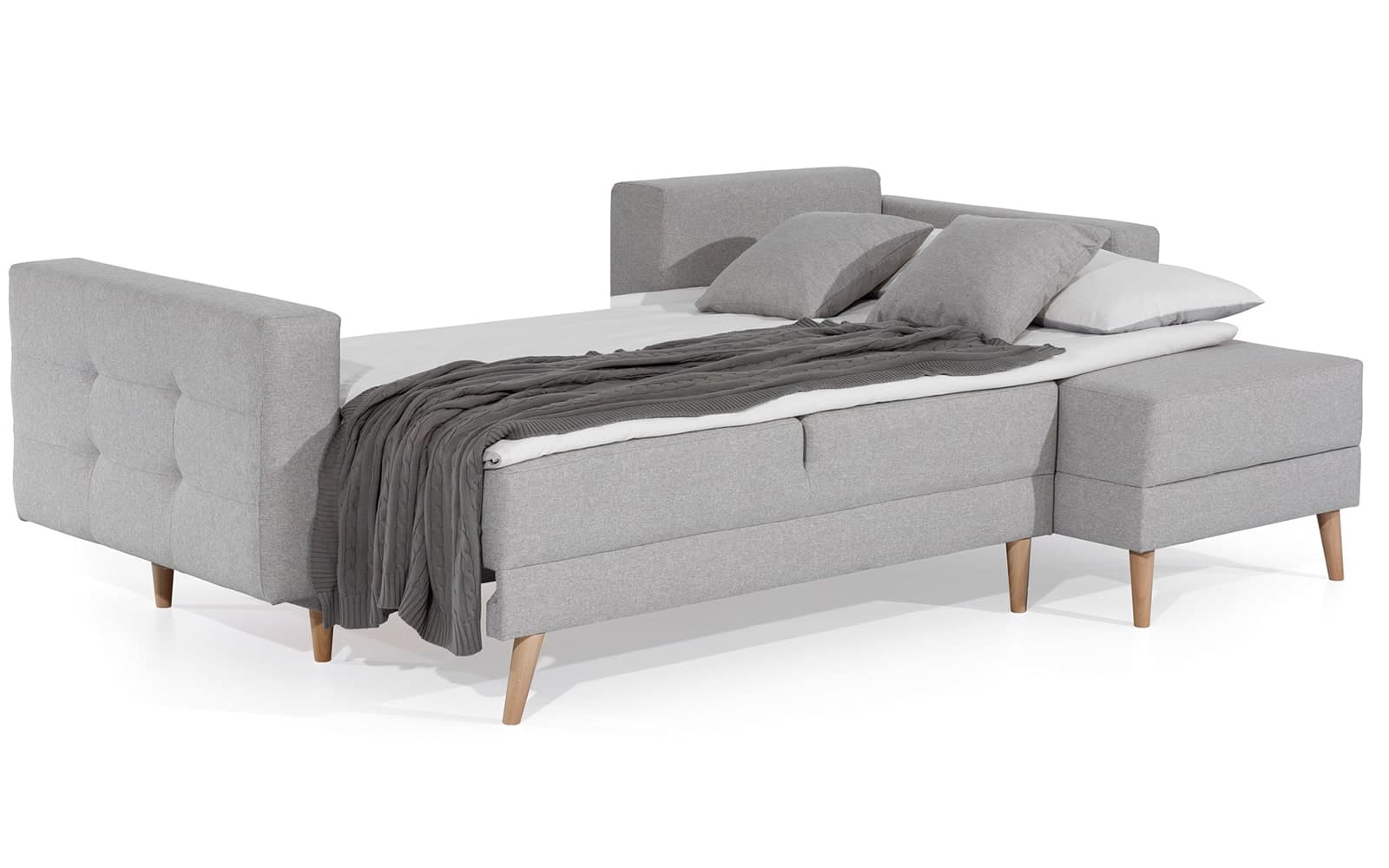 Colțar Extensibil Oslo, 250x162cm, Ladă Depozitare, Personalizabil din lemn masiv