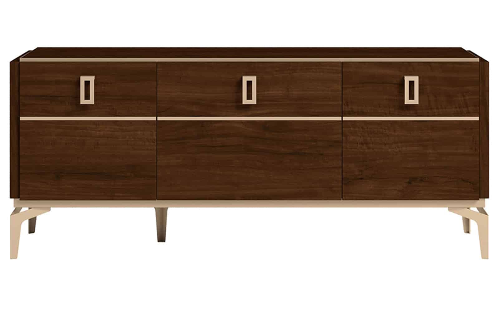 Comodă TV Devon, 140x49x59cm, Nuc Lucios