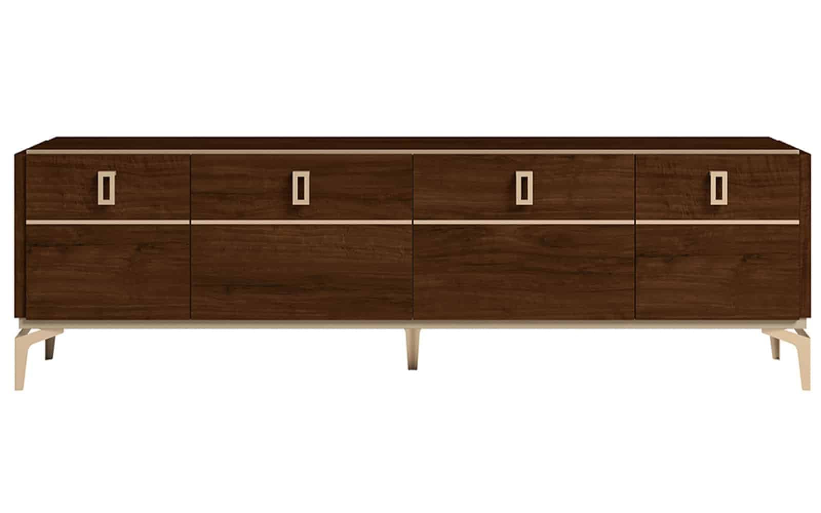 Comodă TV Devon, 195x49x59cm, Nuc Lucios
