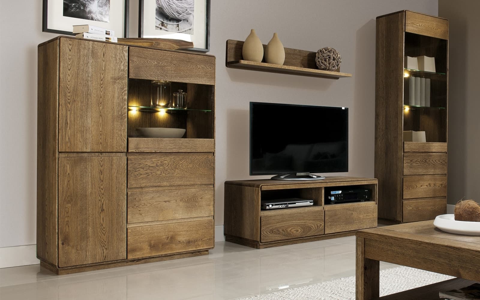 Comodă TV Serena, Stejar Masiv, 119x50x47cm