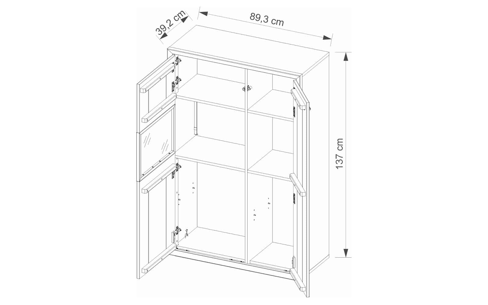 Set Living Sutton, 4 Piese, Natur din lemn masiv