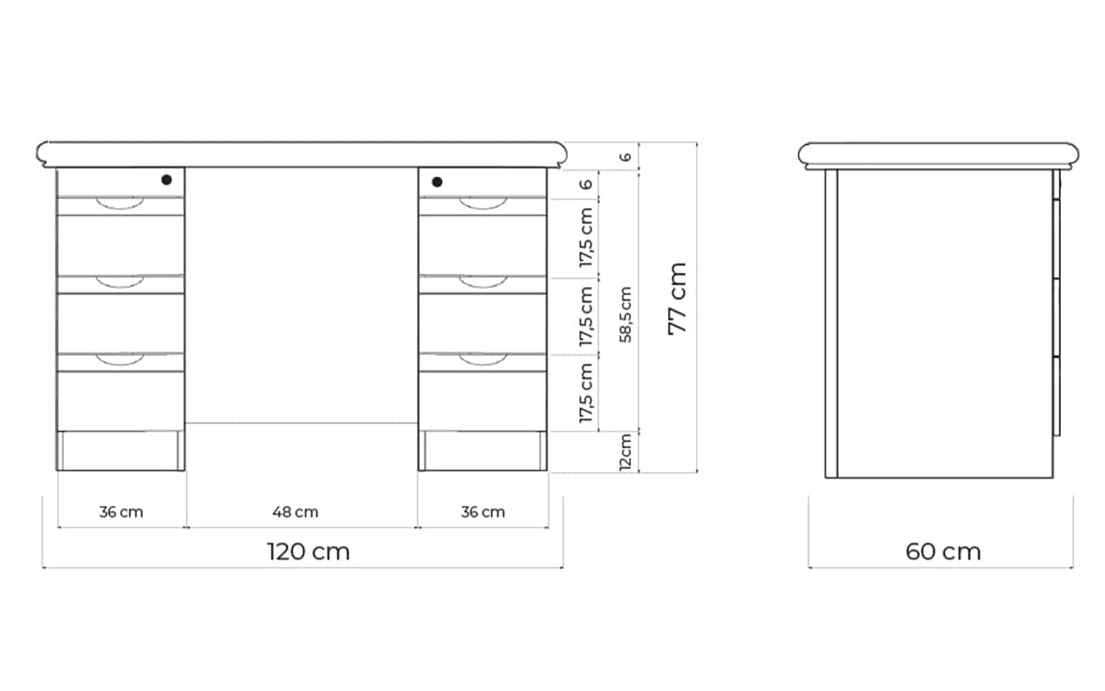 Birou Toronto, Model B2, 120x60x77cm