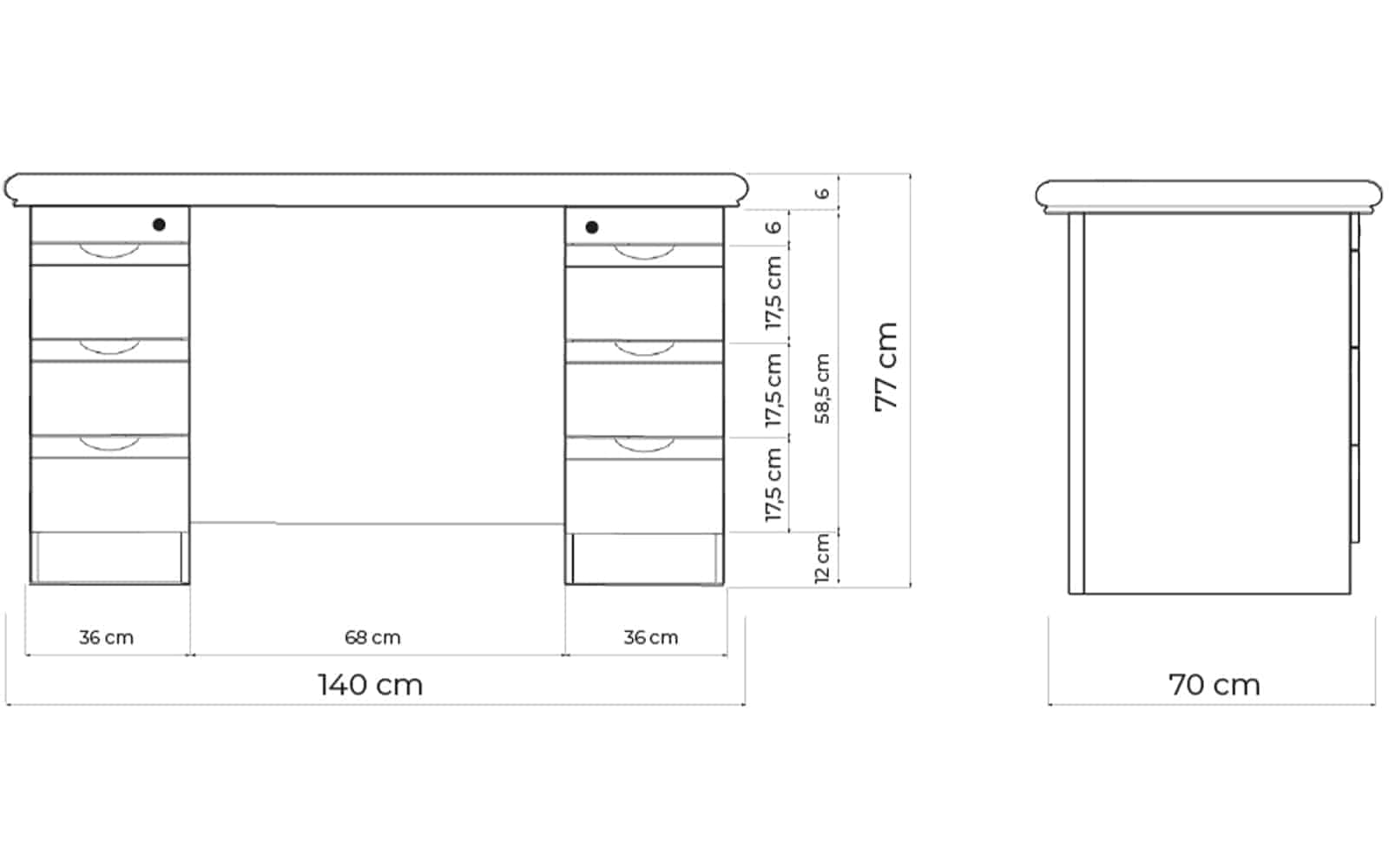 Birou Toronto, Model B2, 140x70x77cm, Nuc