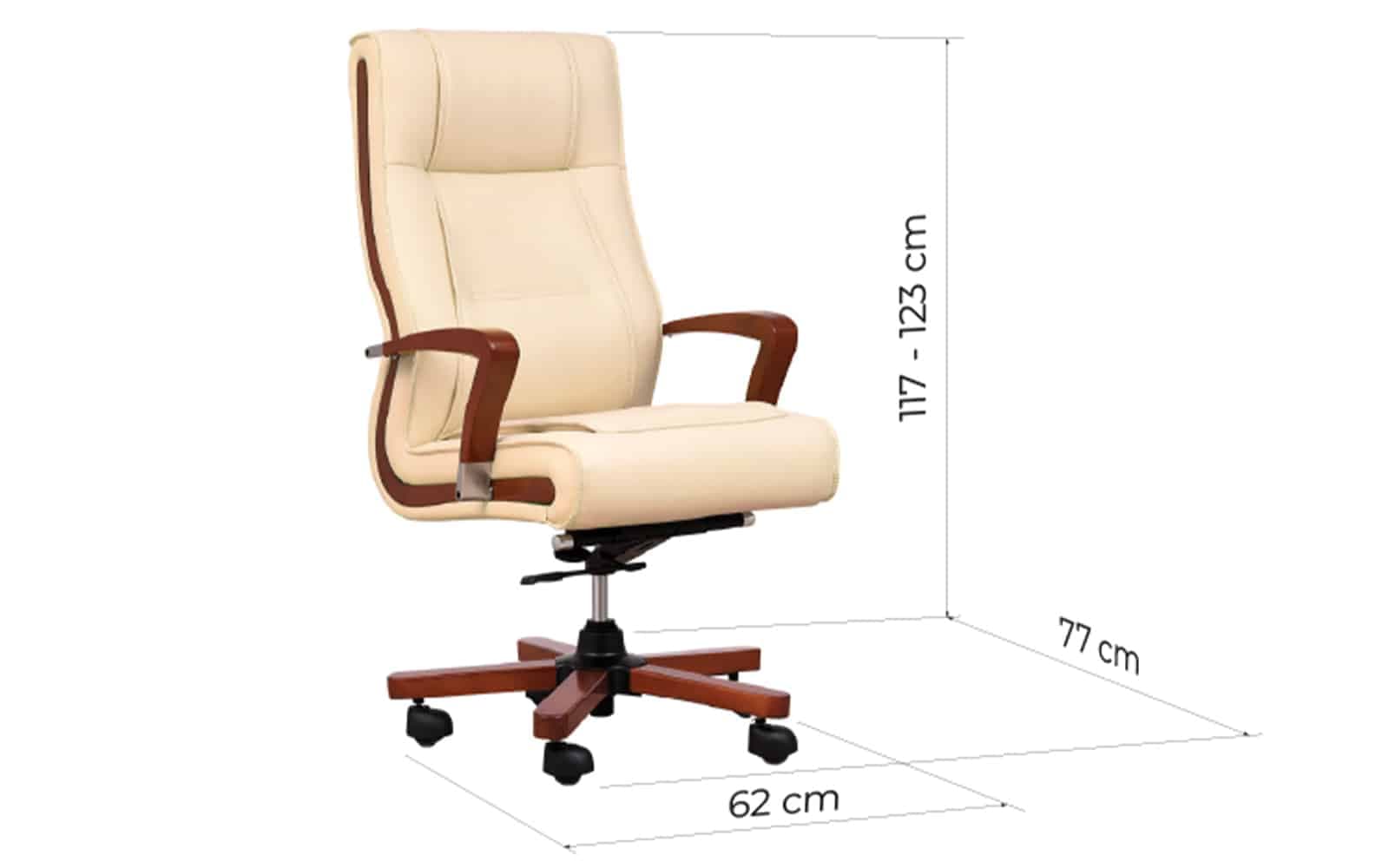 Scaun Toronto, Model T3, Coniac - Piele Crem din lemn masiv