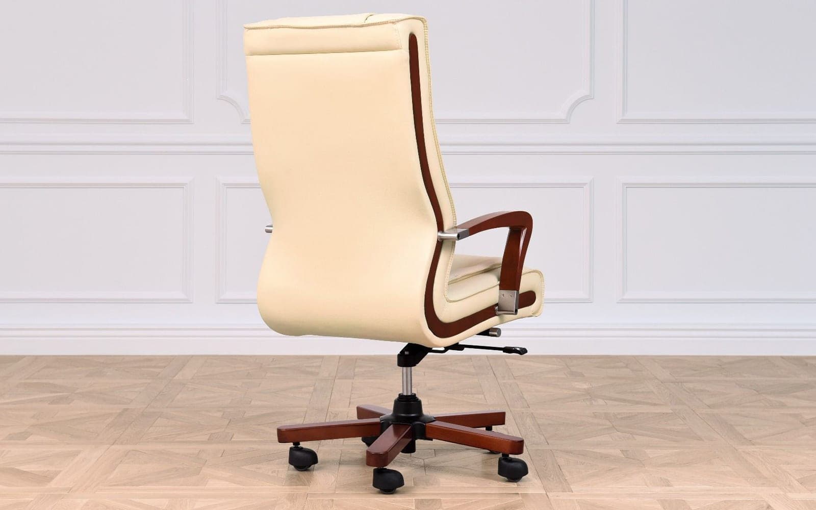 Scaun Toronto, Model T3, Coniac - Piele Crem din lemn masiv