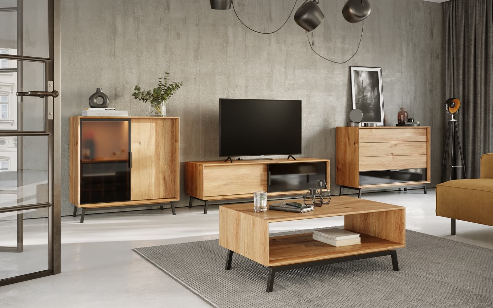 Colectie mobilier lemn masiv pentru living