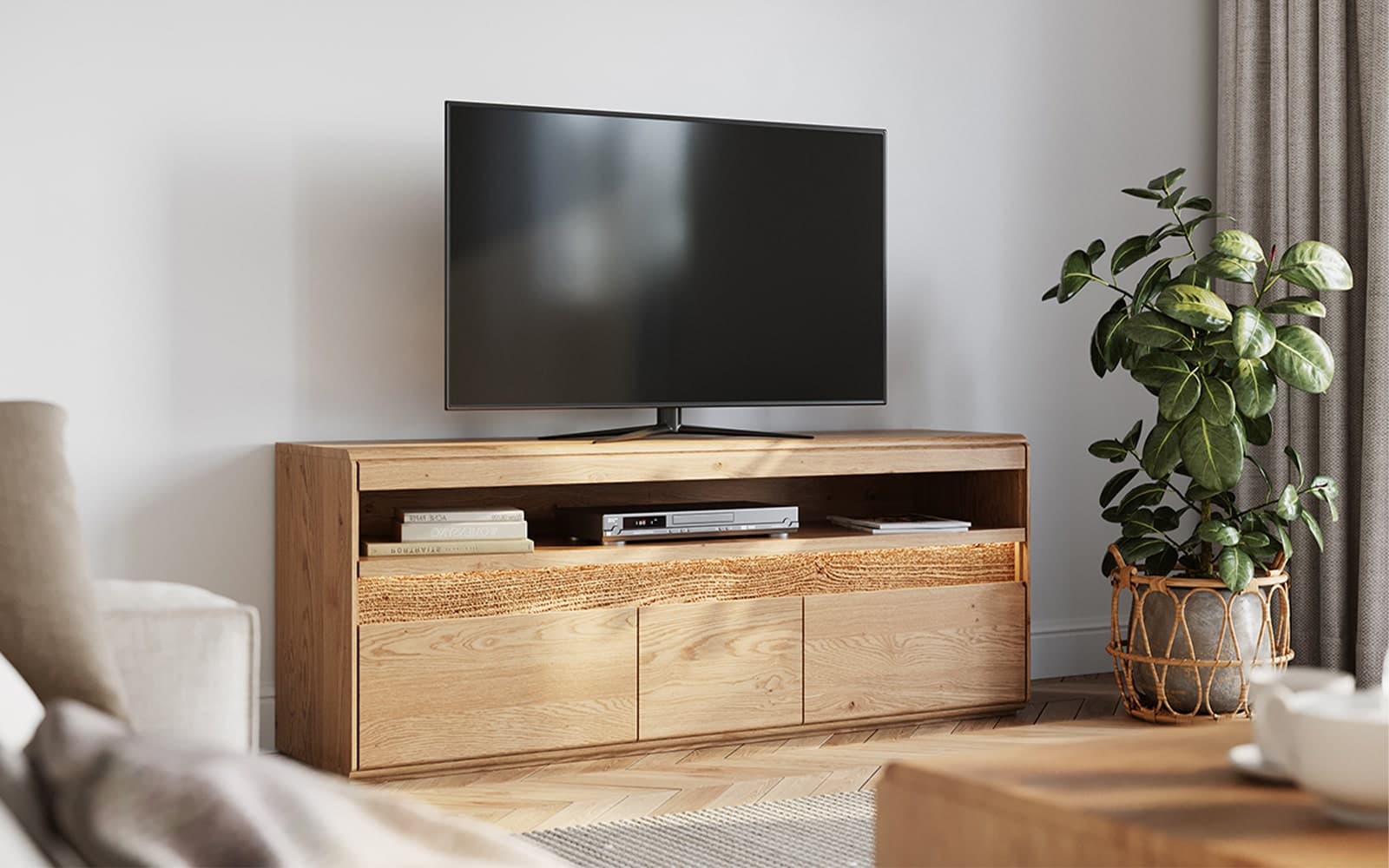 Set Living Dominic, Stejar Masiv, 4 Piese