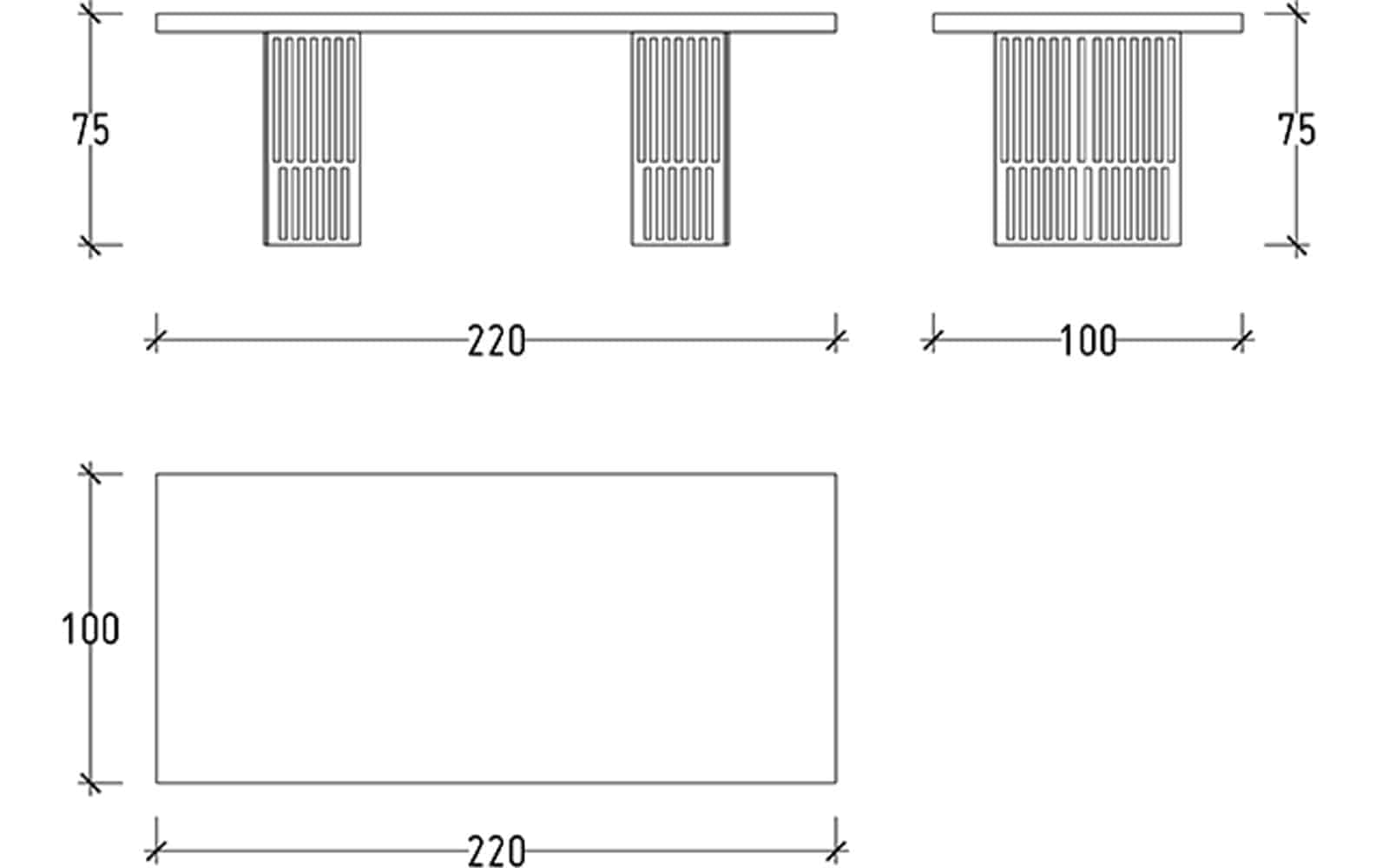 Masa Dining Serio, 220x75x100cm din lemn masiv