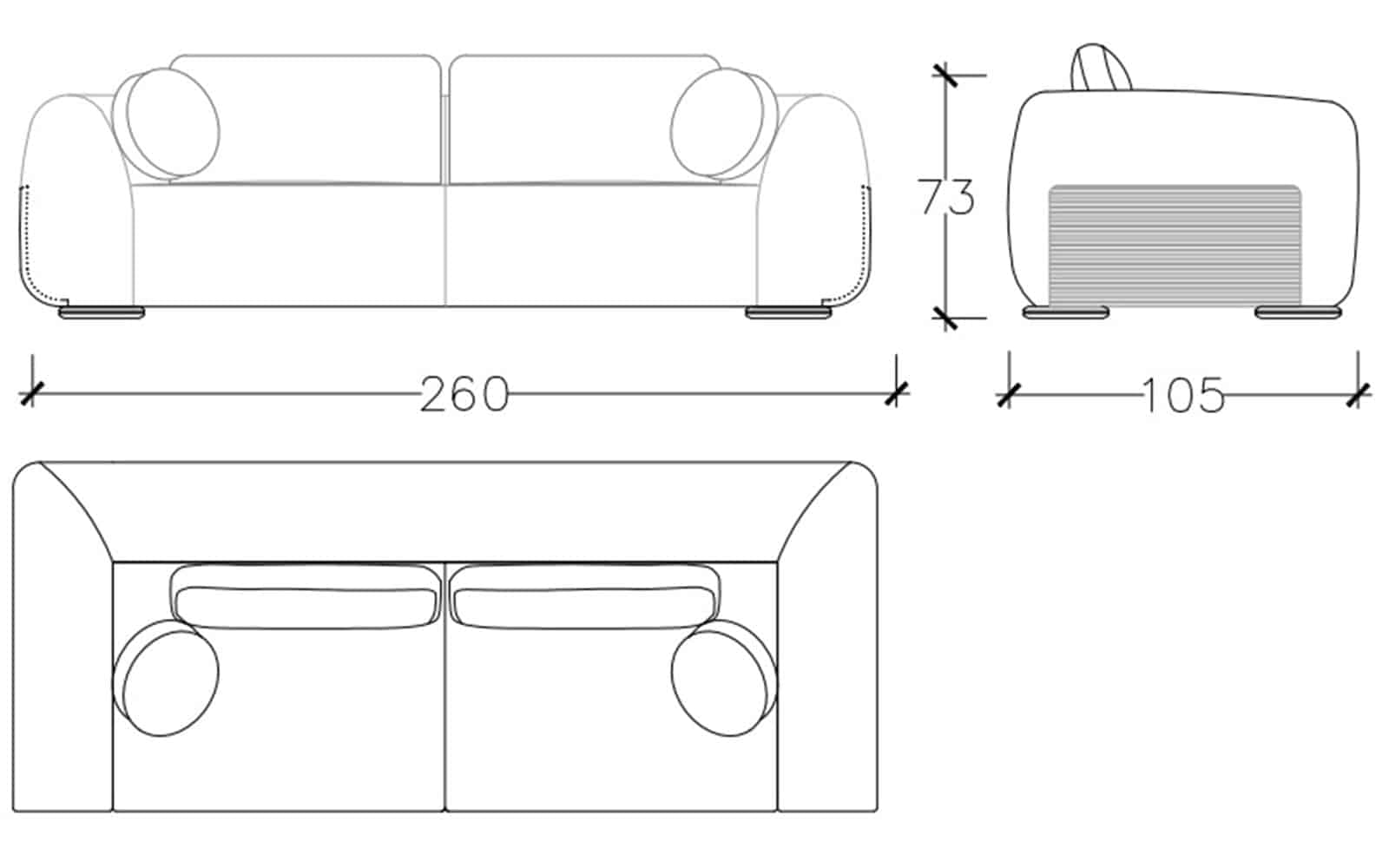 Canapea Maura, 260x73x105cm