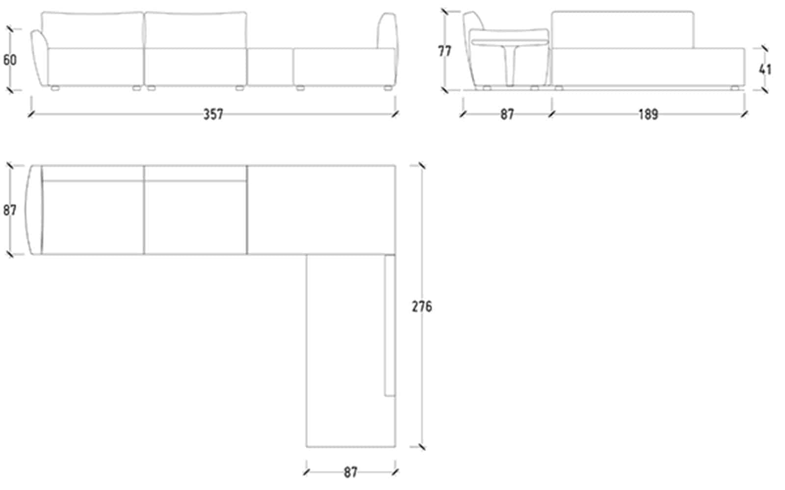 Coltar Ilaria, 357/276x77x87cm