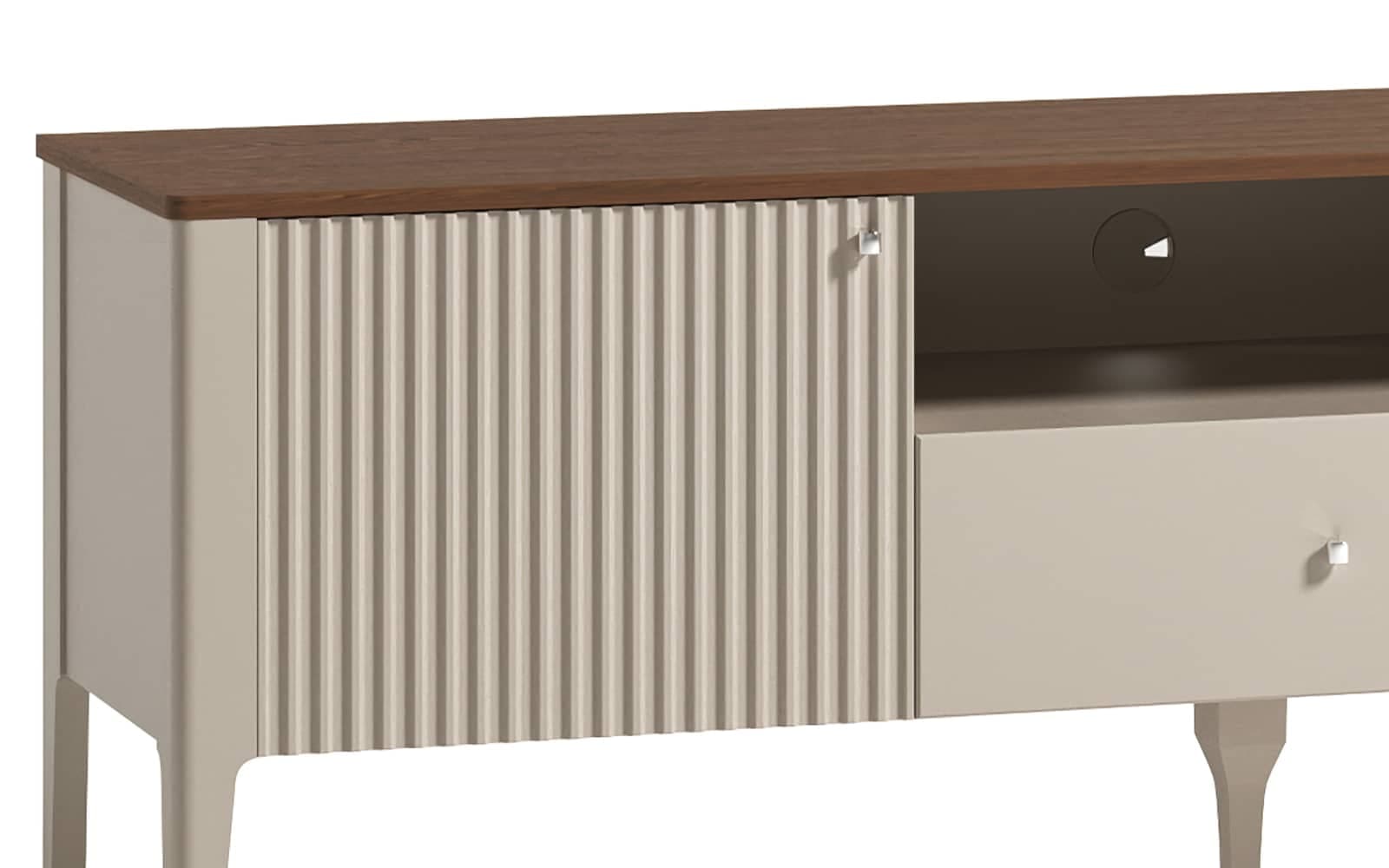 Comodă TV Napoli, 162x40x56cm, Crem/Nuc din lemn masiv