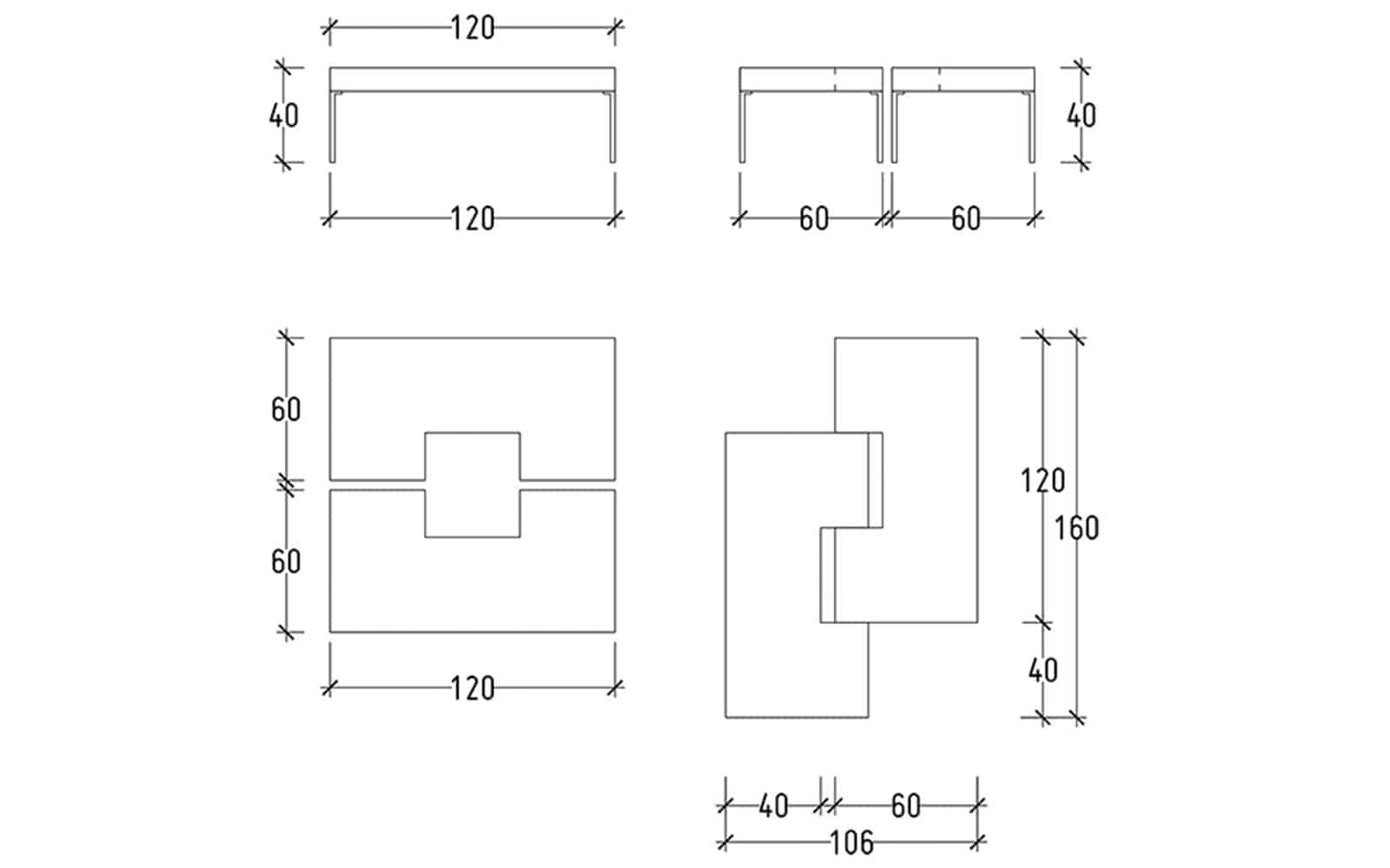 Masa Cafea Serio, 120x40x60 din lemn masiv