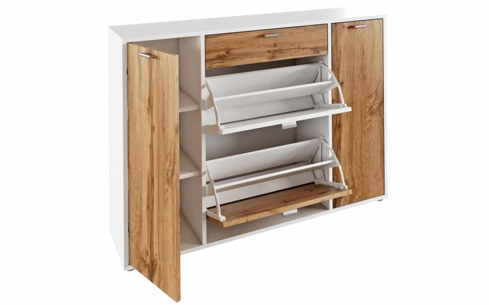 Pantofar Anabela, 120x28x85 cm, alb/stejar wotan