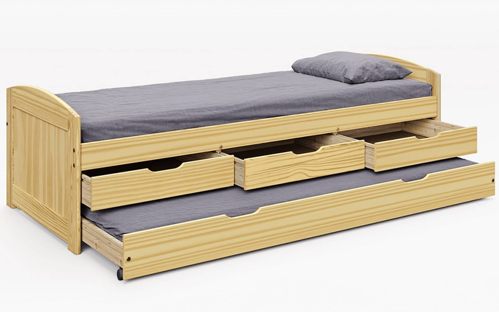 Pat Extensibil Marinella, Lemn masiv pin, 208x96x64.5 cm, Natur