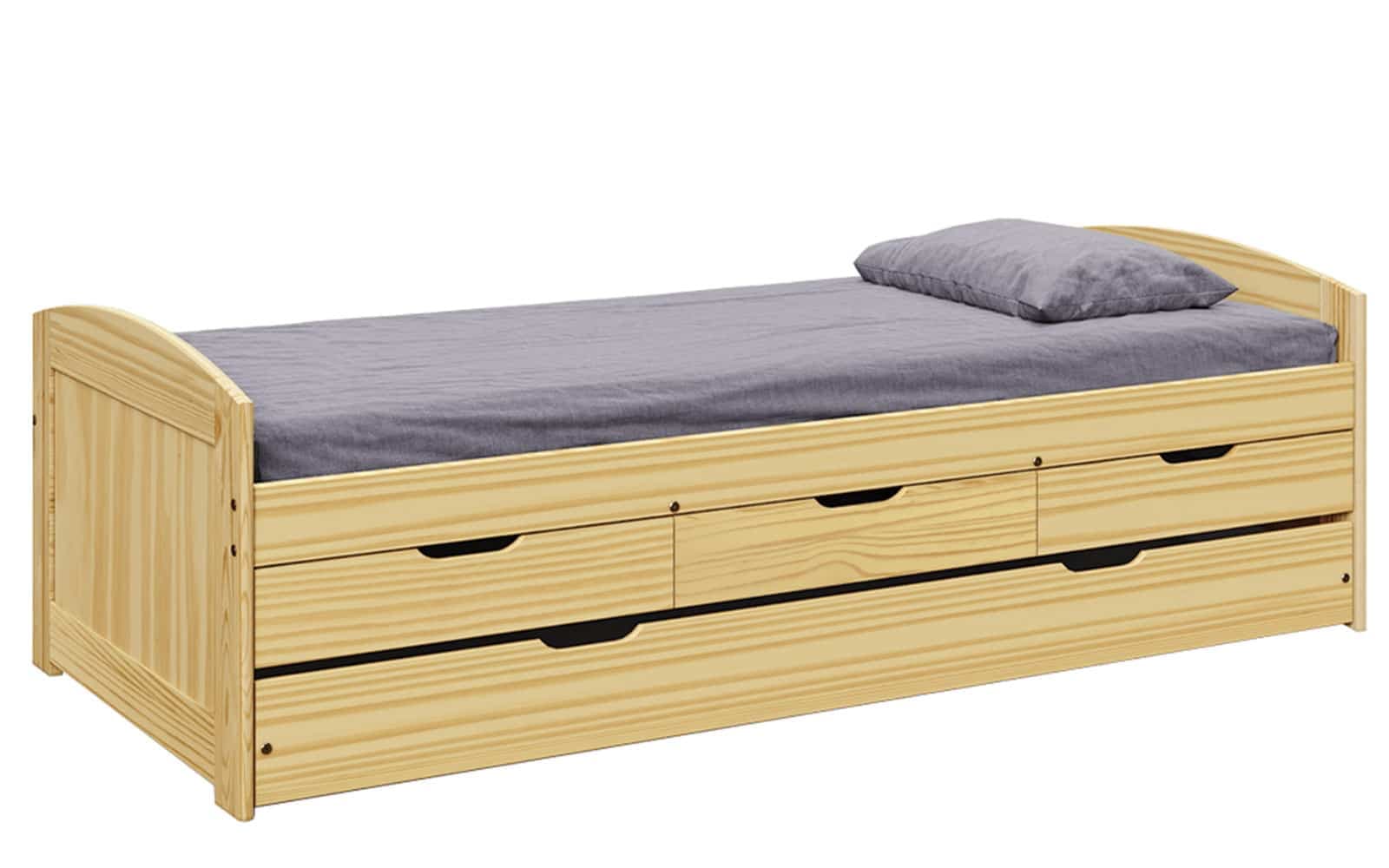 Pat Extensibil Marinella, Lemn masiv pin, 208x96x64.5 cm, Natur