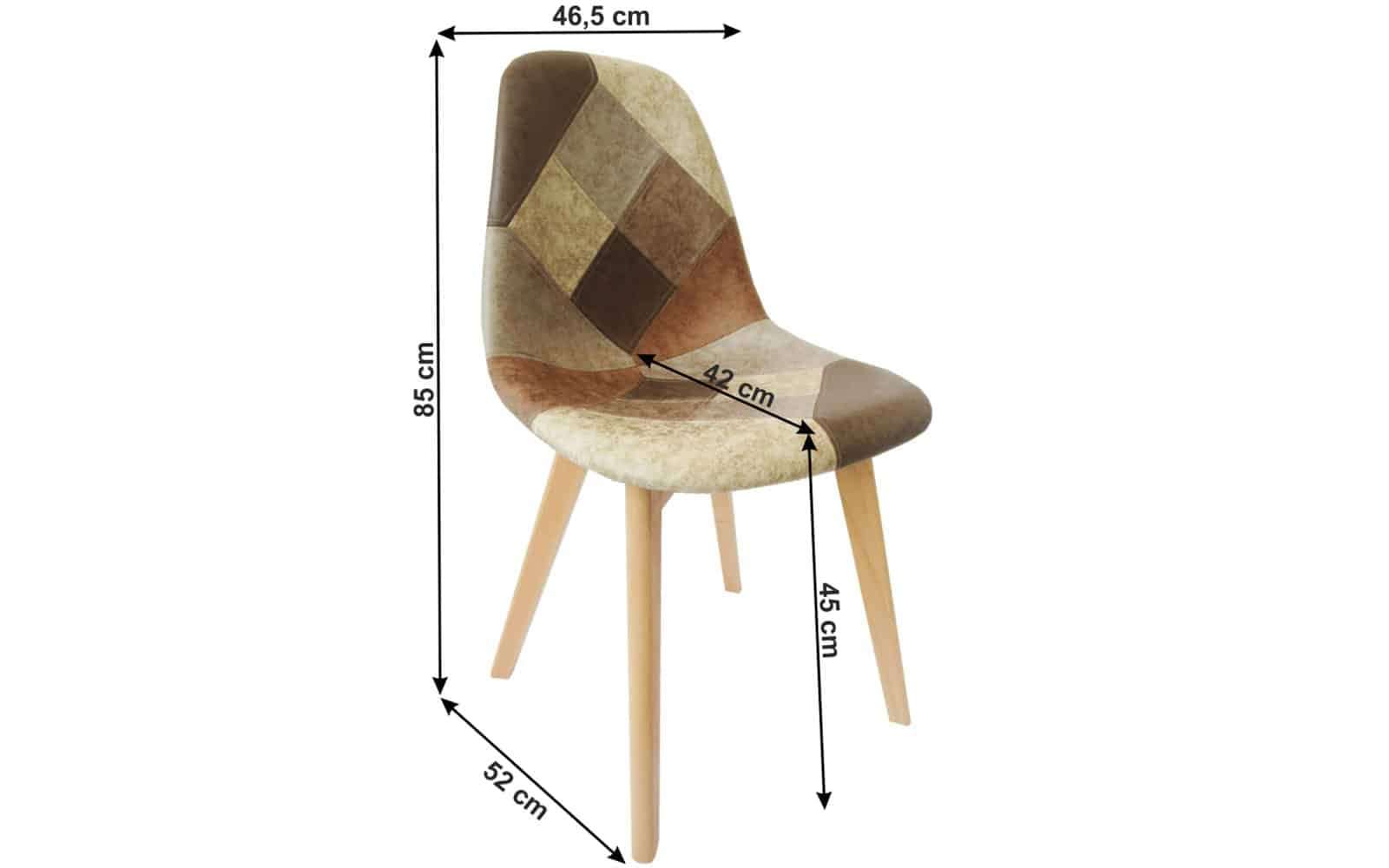Scaun Dining Saleva, 46,5x52x82 cm, patchwork/fag din lemn masiv