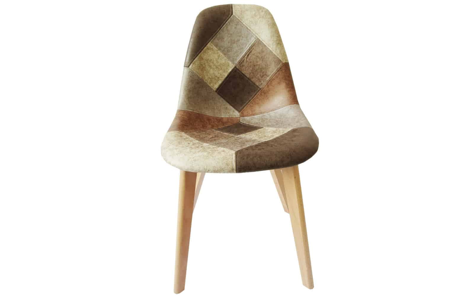 Scaun Dining Saleva, 46,5x52x82 cm, patchwork/fag din lemn masiv