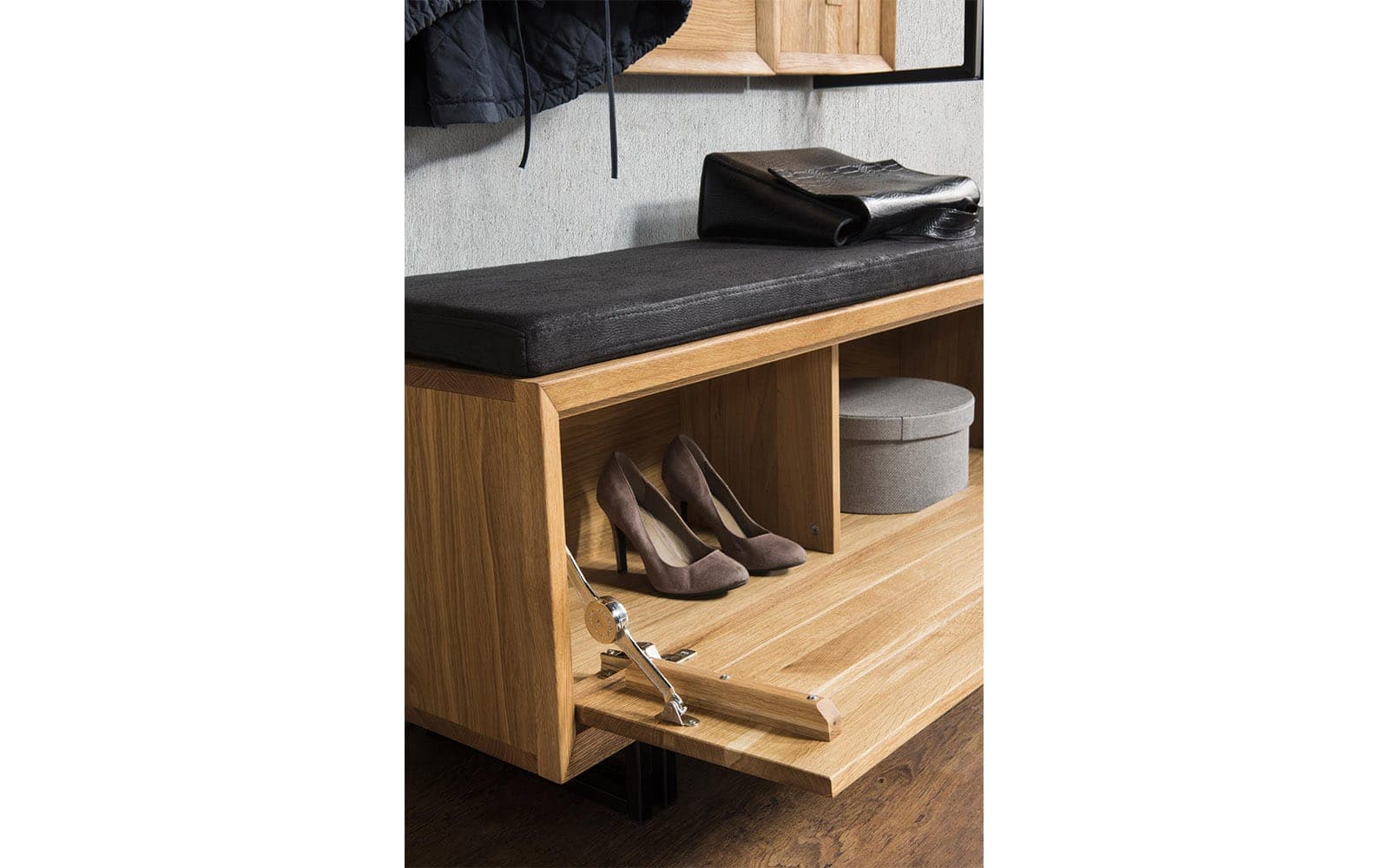 Băncuță Încălțăminte Sutton, 125x39x53 cm din lemn masiv