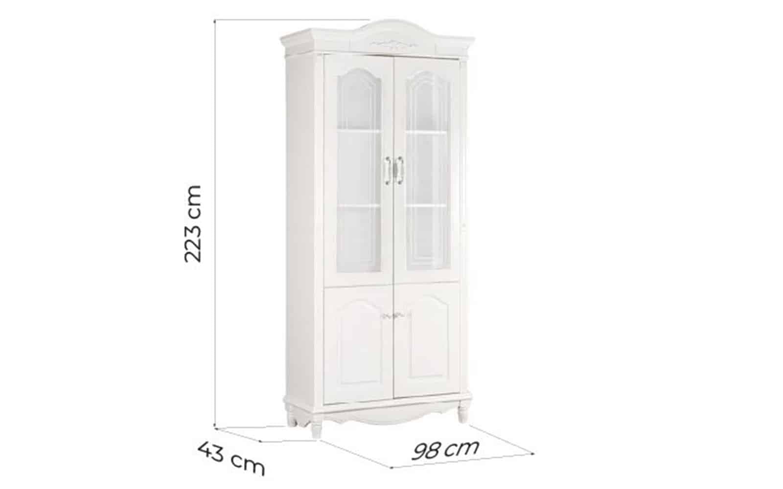 Bibliotecă 2 Uși Elizabeth, 98x43x223cm, Alb