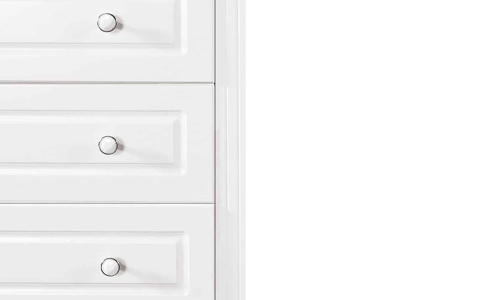 Comoda Elizabeth, 6 sertare, 100x47x119cm, Alb din lemn masiv