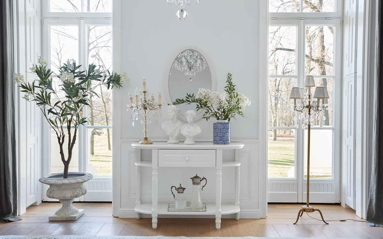 Consola Elizabeth, 120x43x80cm, Alb din lemn masiv