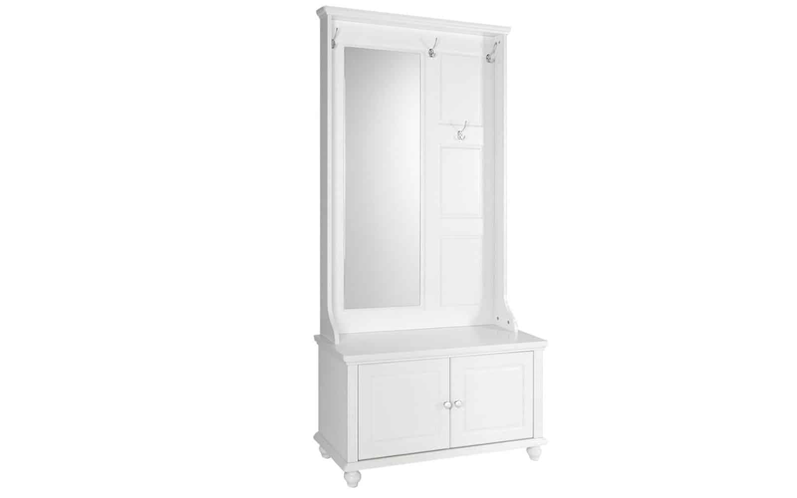 Cuier cu Oglinda Elizabeth, 92x40x191cm, Alb