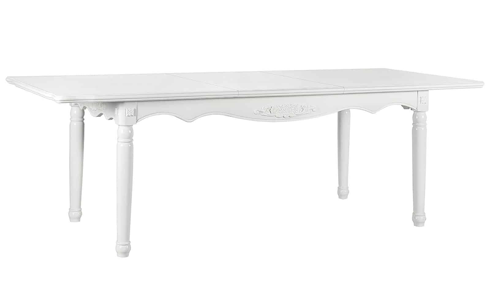Masă dining extensibilă Elizabeth, 190/240x100x80cm, Alb din lemn masiv