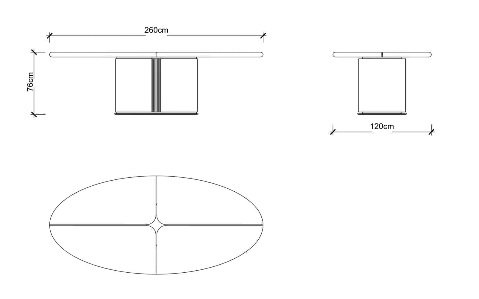 Masa Dining Marquesa, 260x76x120cm