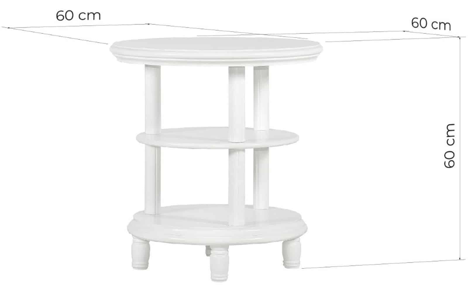 Masa de cafea rotunda Elizabeth, 60x60cm, Alb din lemn masiv