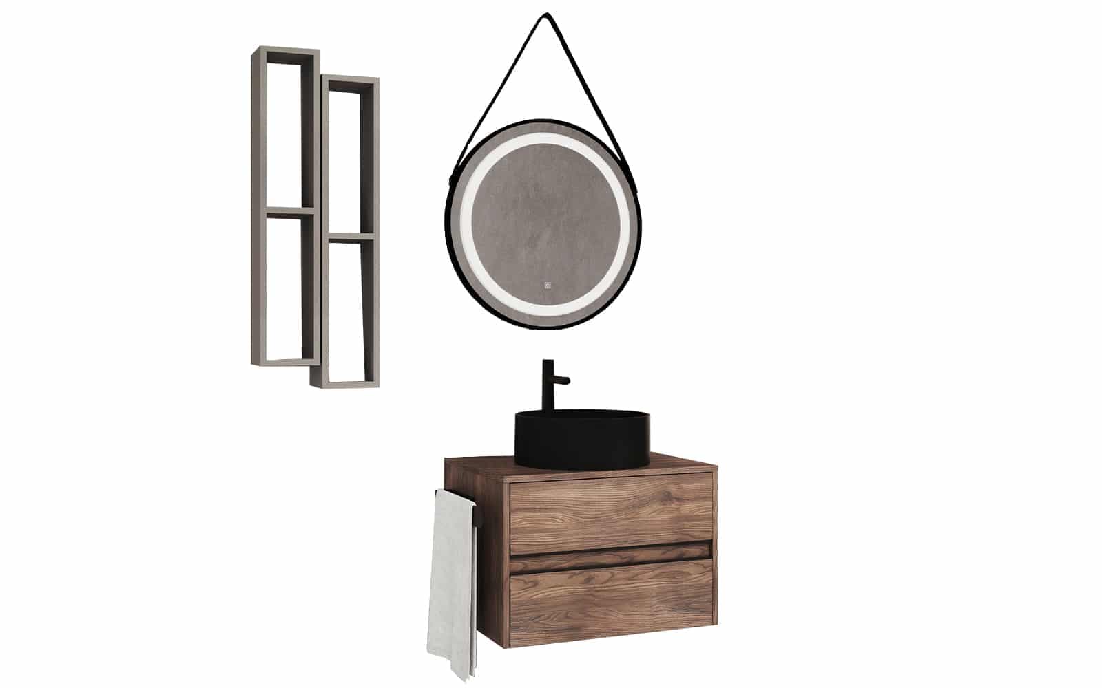 Set Mobilier Baie Suspendat Noce, Model N1 din lemn masiv