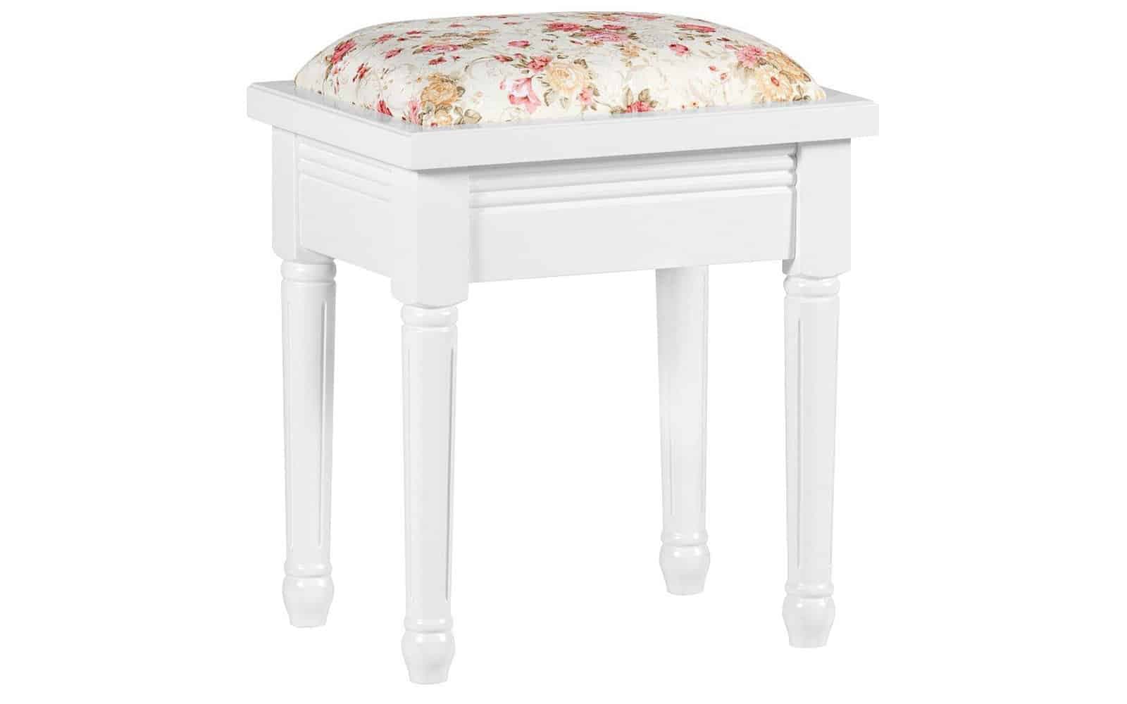 Taburet Elizabeth, 40x30x42cm, Alb/Floral