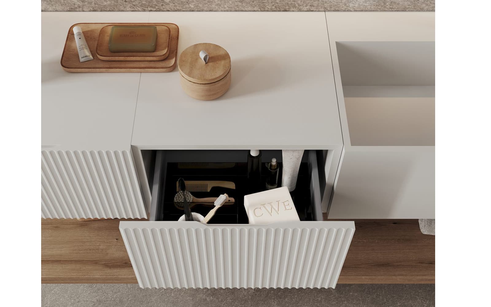 Set Mobilier Baie Suspendat Rimini, Model R3