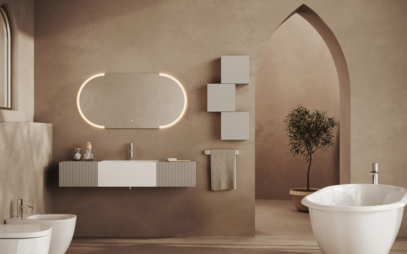 Set Mobilier Baie Suspendat Rimini, Model R3