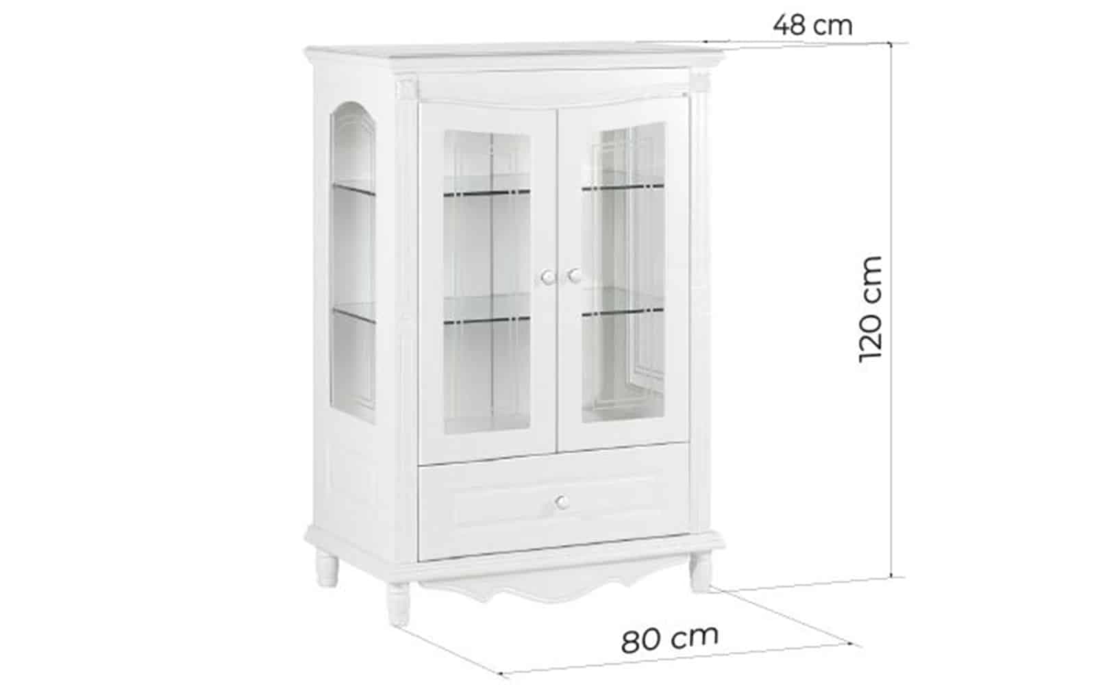 Vitrina Elizabeth, 2 Uși, 80x48x120cm, Alb